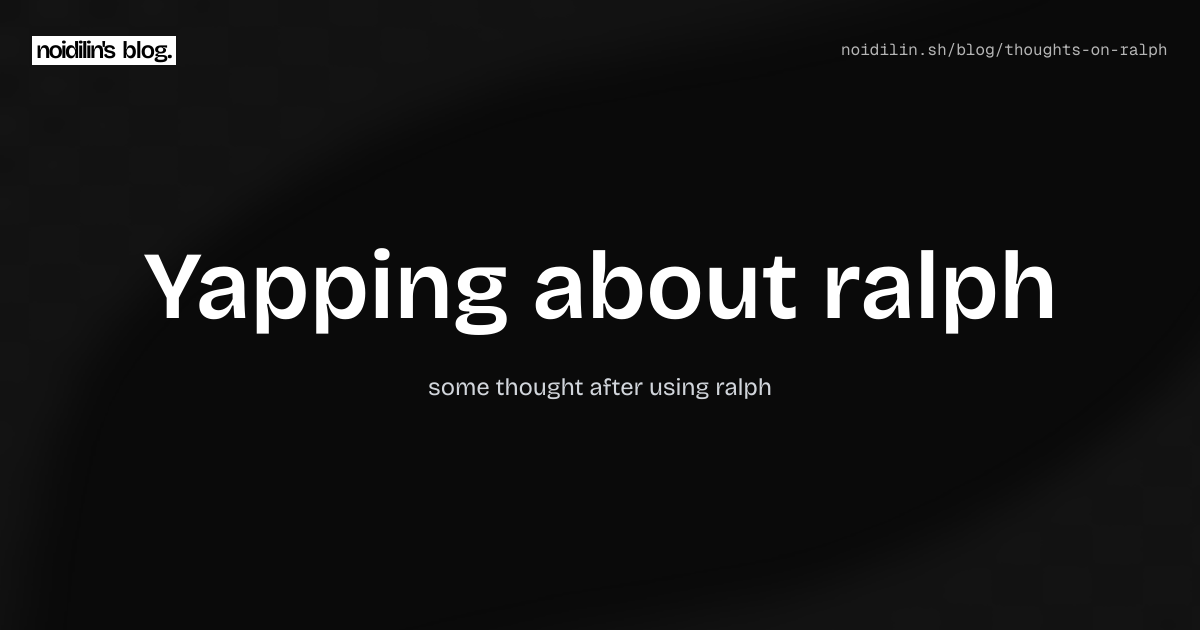 Yapping about ralph